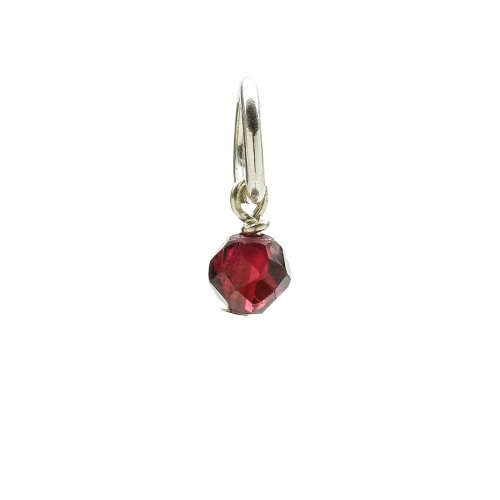 garnet round faceted gem, sterling silver