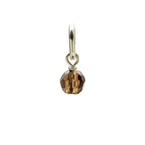smoky quartz round faceted gem, sterling silver