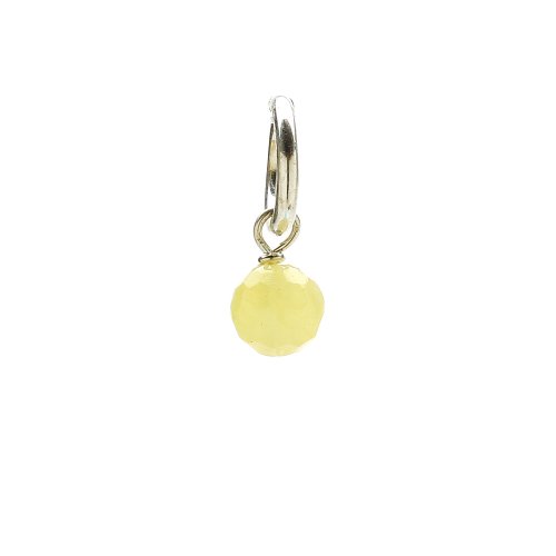 yellow jade round faceted gem, sterling silver