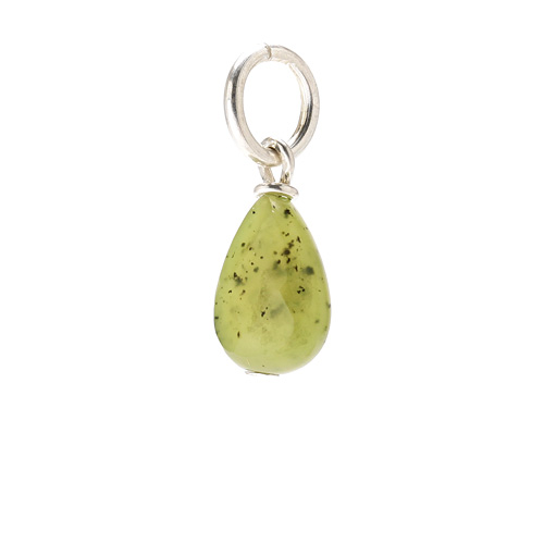 green jade teardrop gem, sterling silver