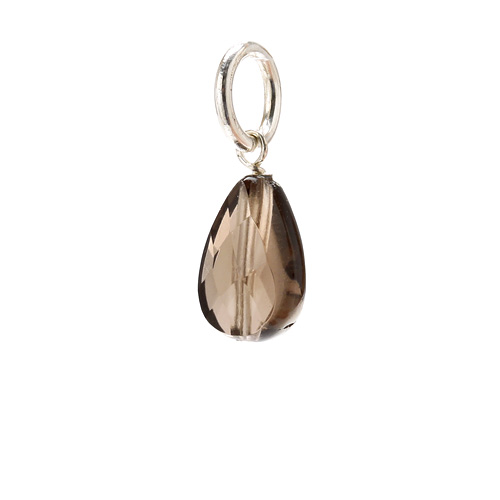 smokey quartz teardrop gem, sterling silver