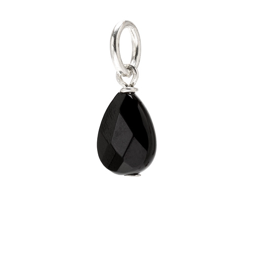 black onyx teardrop gem, sterling silver