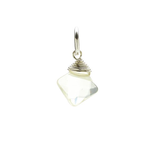 lemon quartz gem faceted diamond cut, sterling silver