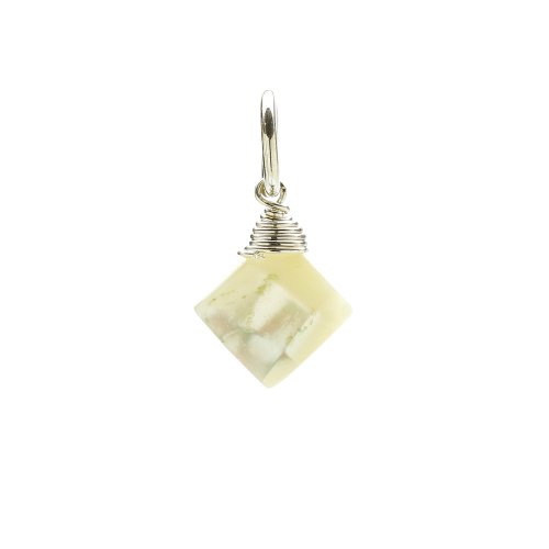 mother of pearl gem faceted diamond cut, sterling silver