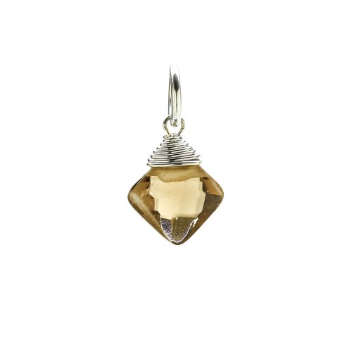 smoky quartz gem faceted diamond cut, sterling silver