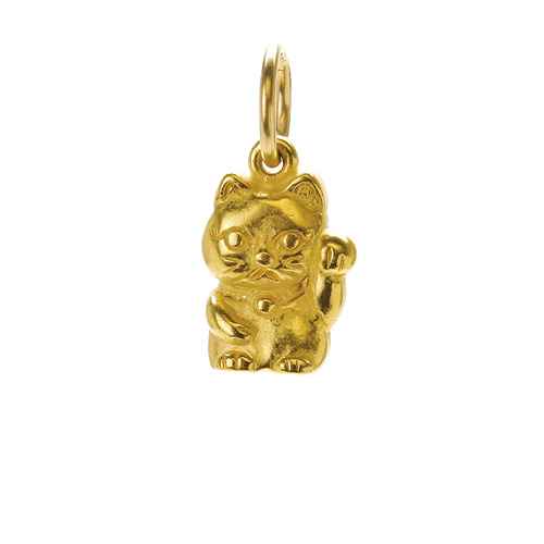 lucky cat charm, gold dipped