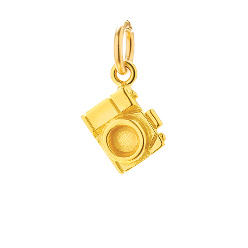 camera charm, gold dipped