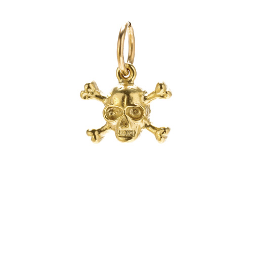 skull & crossbones charm, gold dipped