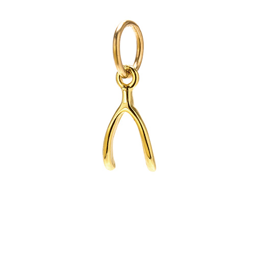 wishbone charm, gold dipped