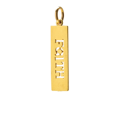 "faith" word charm, gold dipped