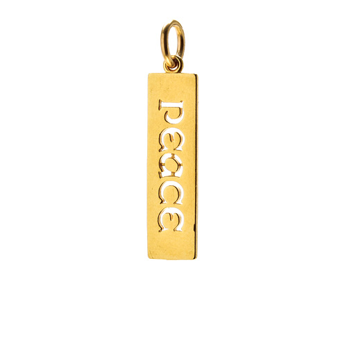 "peace" word charm, gold dipped
