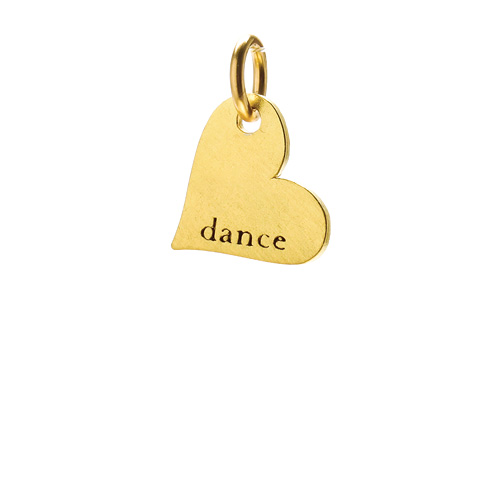"dance" heart charm, gold dipped