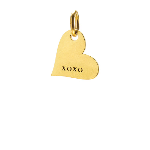 "xoxo" heart charm, gold dipped