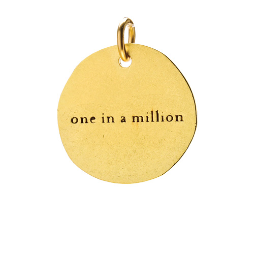 "one in a million" charm, gold dipped