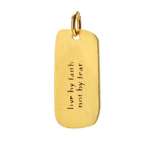 "live by faith, not by fear" charm, gold dipped