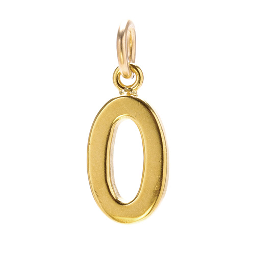 "0" charm, gold dipped