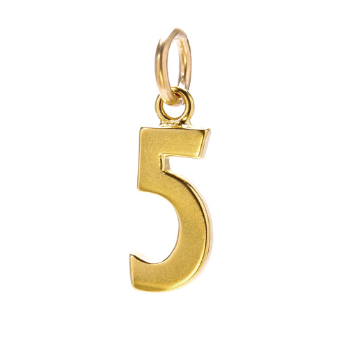number "5" charm, gold dipped