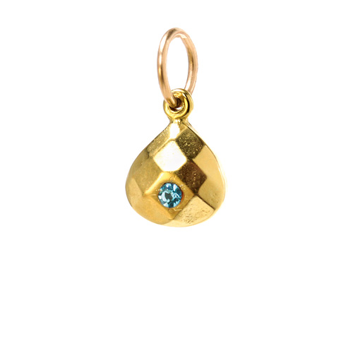 march birthstone charm, gold dipped