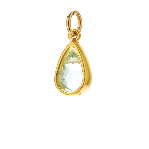 blue quartz pendant gem, gold dipped
