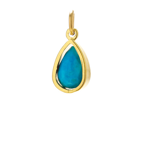 turquoise pendant gem, gold dipped