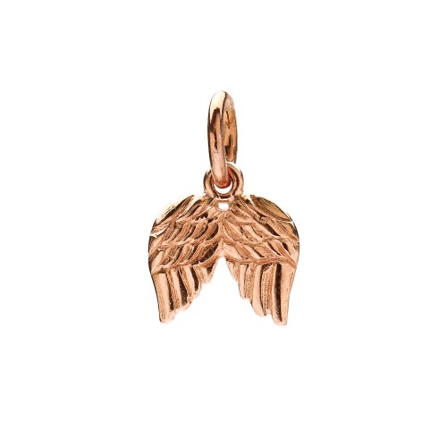 angel wings charm, rose gold