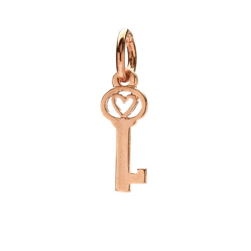 heart key charm, rose gold