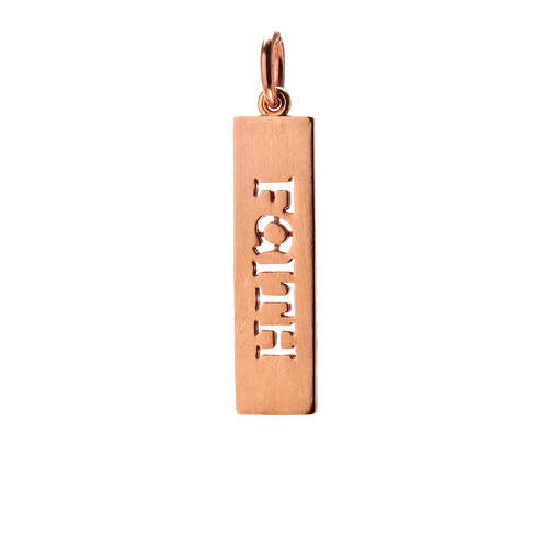 "faith" word charm, rose gold dipped