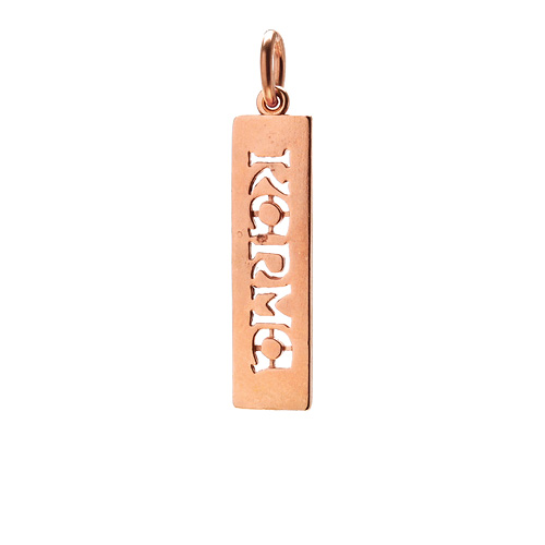"karma" word charm, rose gold dipped