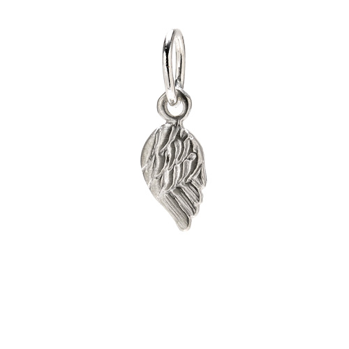 single angel wing charm, sterling silver