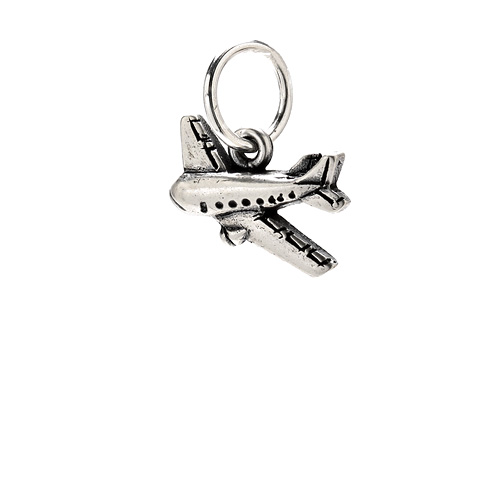 airplane charm, sterling silver