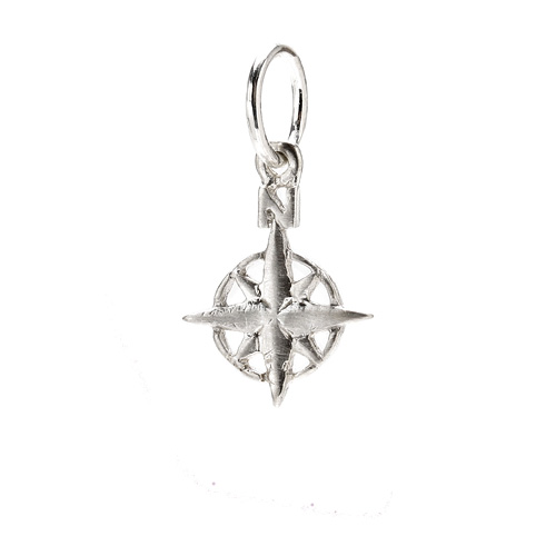 compass charm, sterling silver