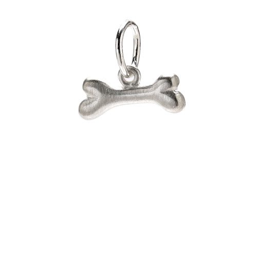 dog bone charm, sterling silver