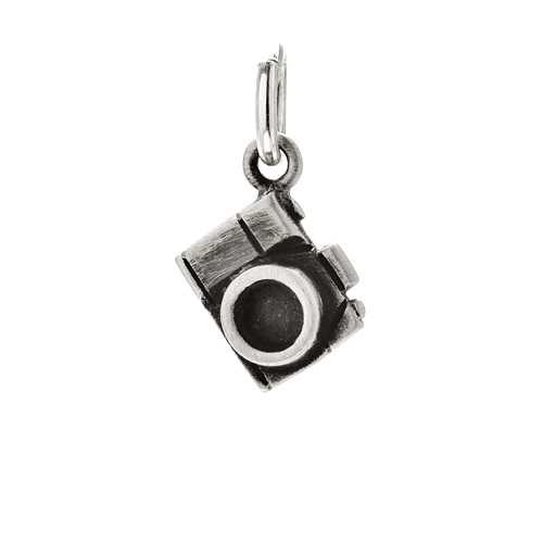 camera charm, sterling silver