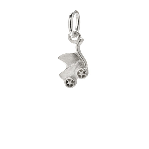 baby carriage charm, sterling silver