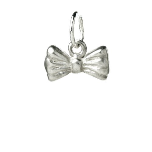 ribbon bow charm, sterling silver