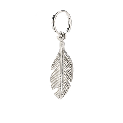 feather charm, sterling silver