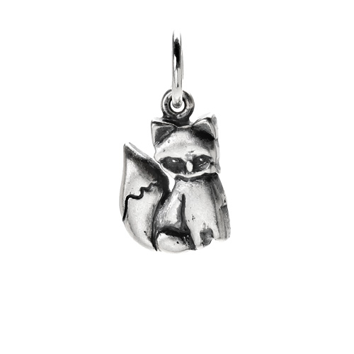 fox charm, sterling silver