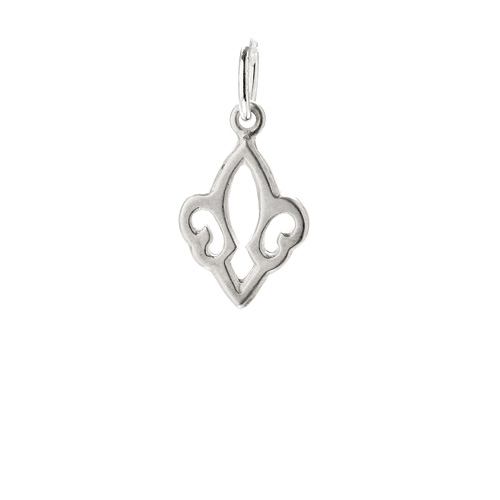 open fleur de lis charm, sterling silver