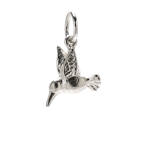 hummingbird charm, sterling silver
