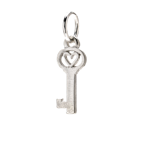heart key charm, sterling silver