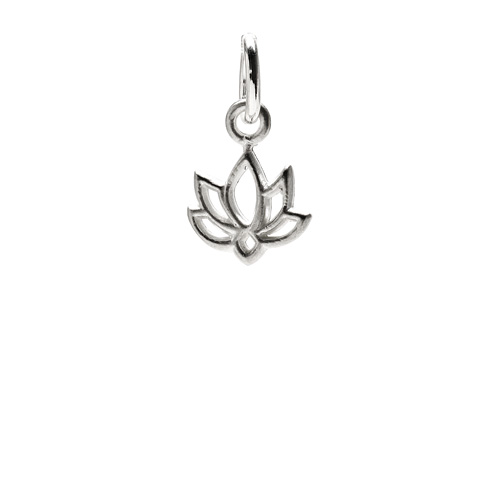 happy lotus charm, sterling silver