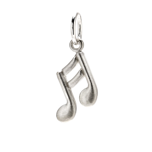 double note charm, sterling silver