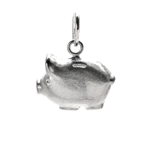 piggy bank charm, sterling silver