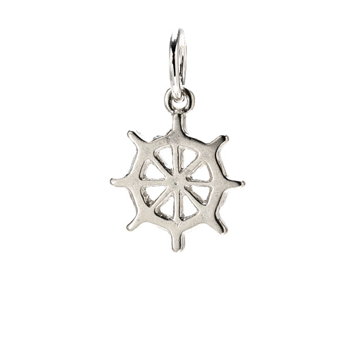 ship wheel charm, sterling silver