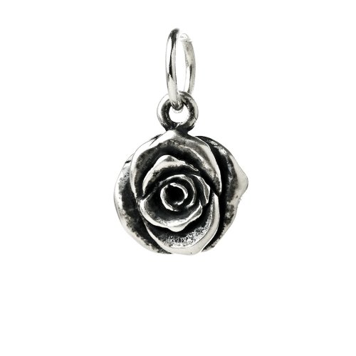 rose charm, sterling silver