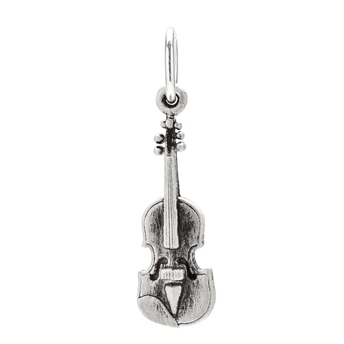 violin charm, sterling silver