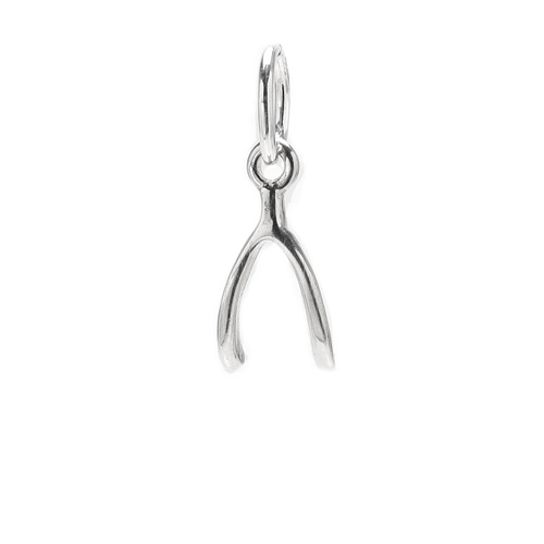 wishbone charm, sterling silver