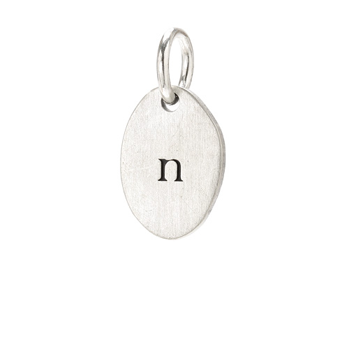 "N" charm, sterling silver