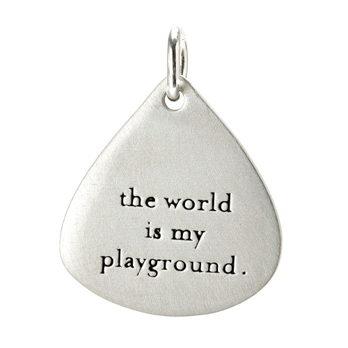 "the world is my playground" charm, sterling silver