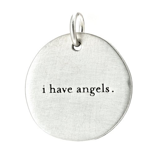 "I have angels" charm, sterling silver